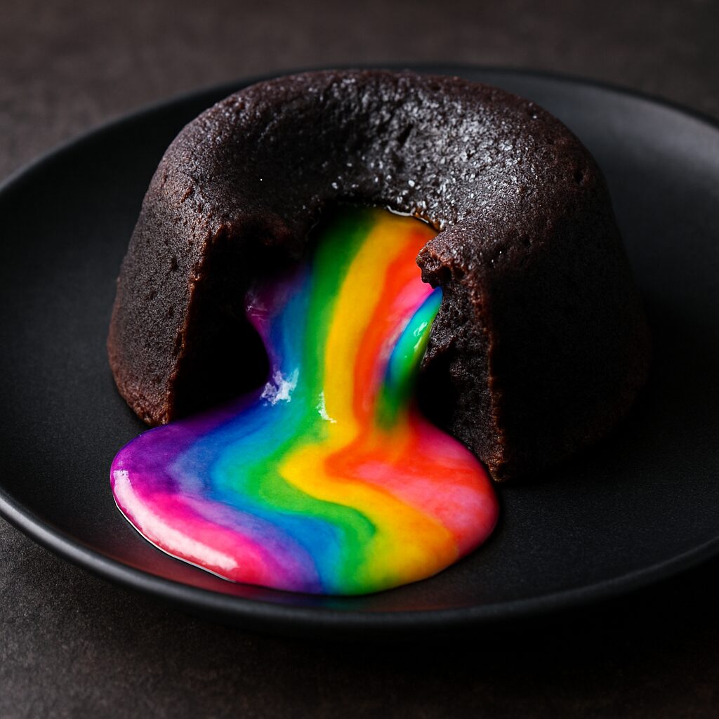 Rainbow Lava Cakes