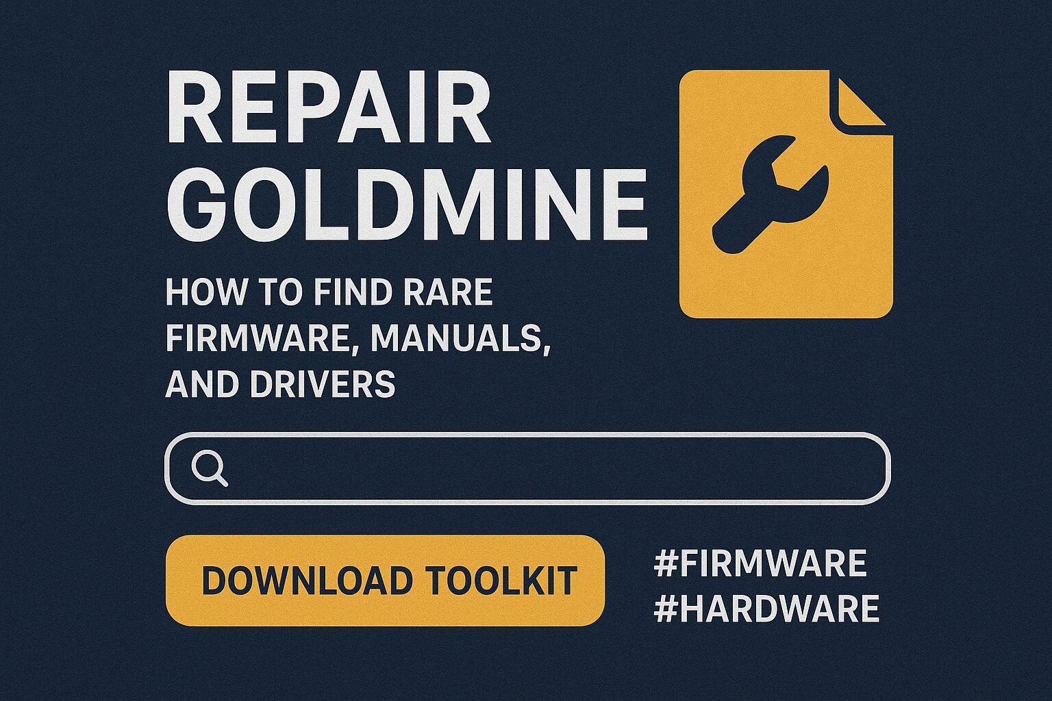 The Ultimate Repair Goldmine How to find official firmware, service manuals, drivers and schematics for discontinued electronics — in hours, not weeks. Curated "gold" links, a rescue workflow and a downloadable toolkit.