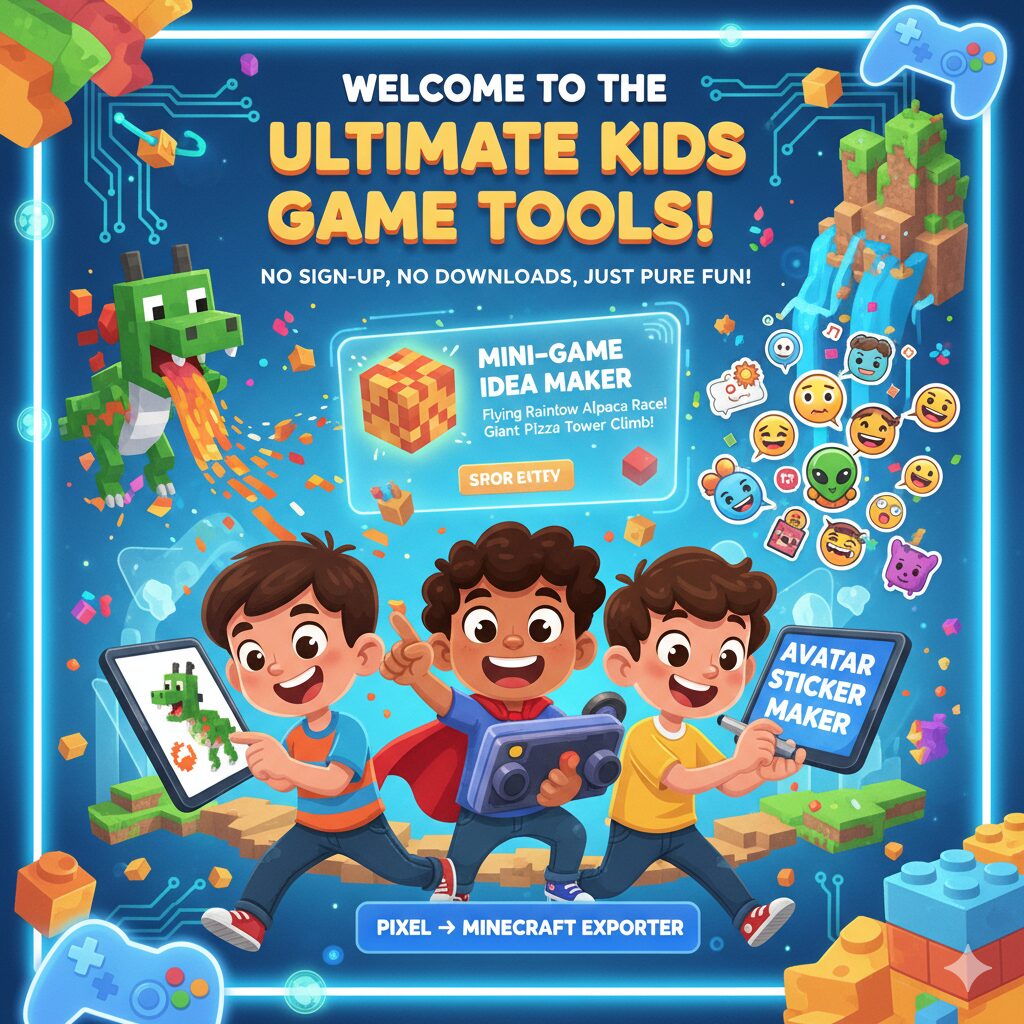 3 Kid-Friendly Game Tools — Single HTML file