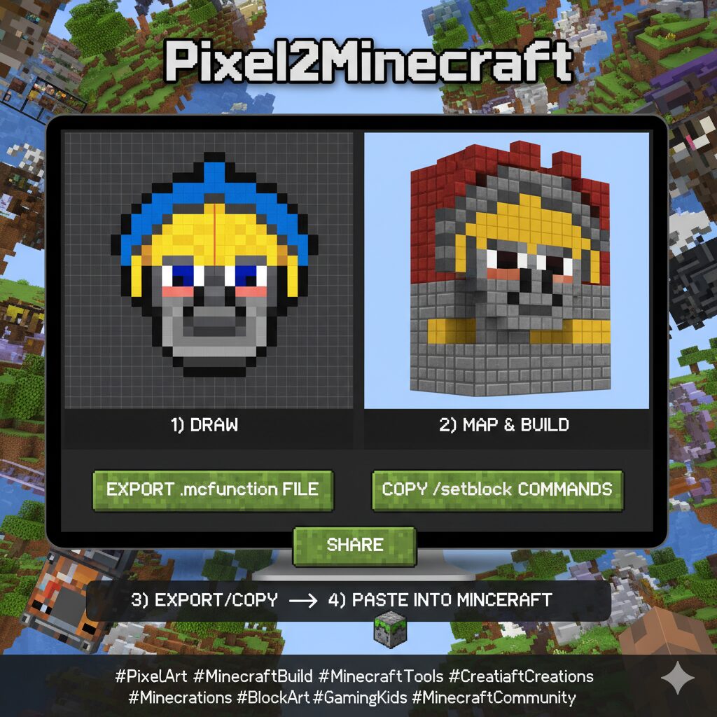 Pixel2Minecraft — Draw & Export