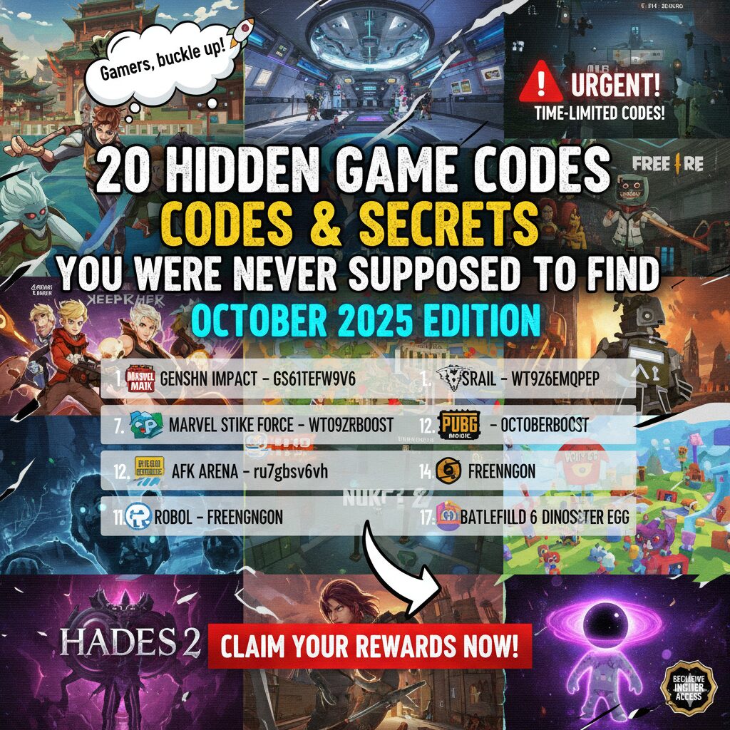 🔥 20 Hidden Game Codes & Secrets You Were Never Supposed to Find (October 2025 Edition)