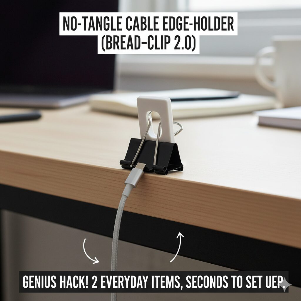 No-Tangle Cable Edge-Holder (Bread-clip 2.0)
