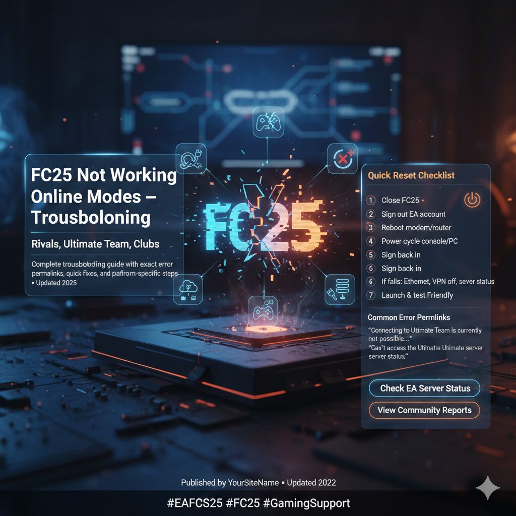 FC25 Not Working — Online Modes Troubleshooting (Rivals, Ultimate Team, Clubs)